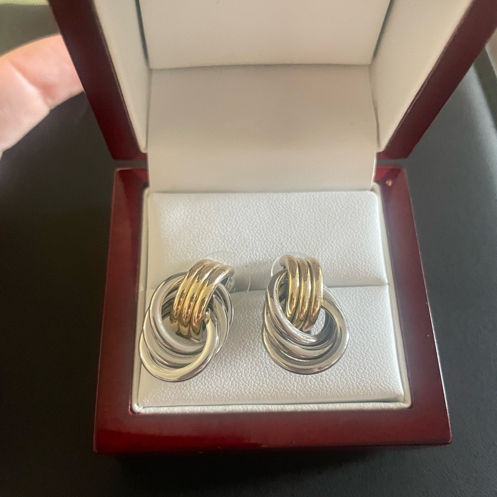 Elegant Silver and Gold Knot Earrings